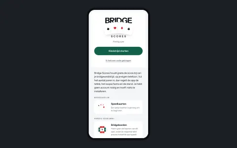 bridgescores.nl: Bridgescores.nl op een telefoon